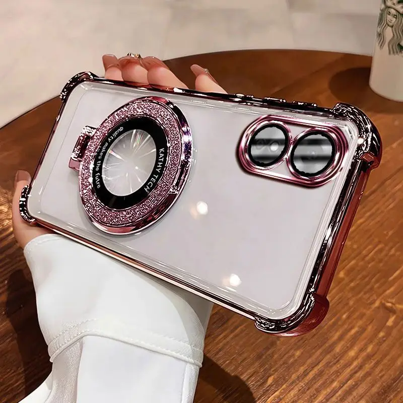 Para OPPO A17 funda de teléfono cuatro esquinas soporte magnético anticaída OPPO A17k funda protectora transparente suave - imagen 5