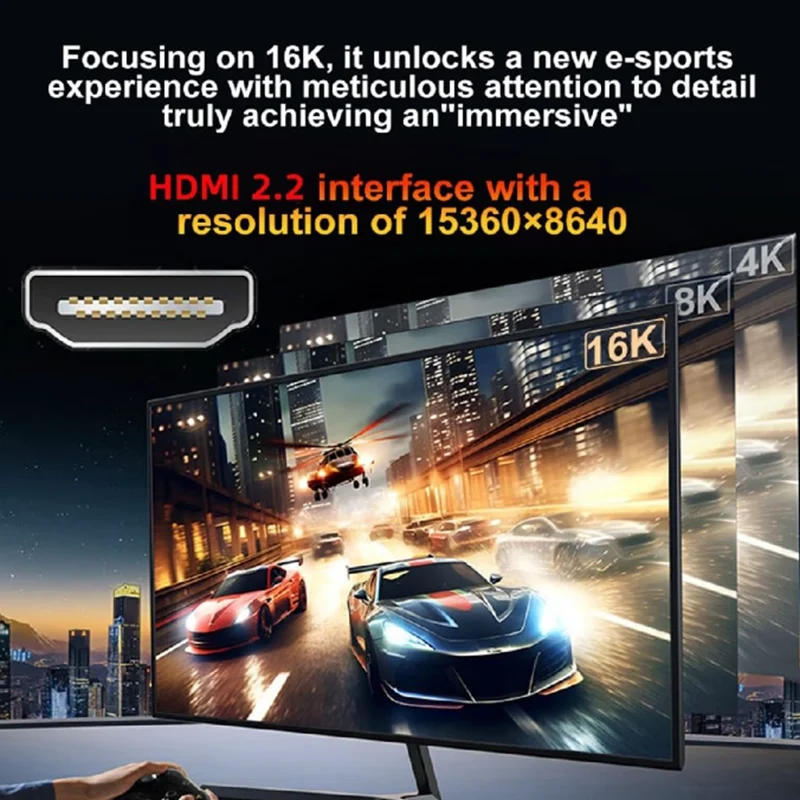 Cable trenzado compatible con HDMI, 96Gbps, Ultra alta velocidad, 16K @ 60Hz, 8K @ 240Hz, 4K @ 480Hz, HDCP 2,2 y 2,3, HDR dinámico, eARC - imagen 3