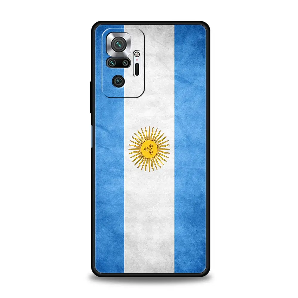 Funda de fútbol con bandera de Argentina para Xiaomi Redmi Note 13, 12, 11, 10 Pro, 9S, 9, 8, 7, 9T, 8T, 9C, 9A, 8A, 11T, 5G, 10S, K50 - imagen 2
