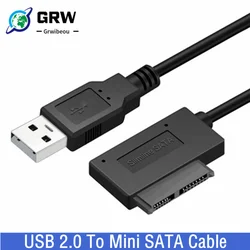 Grwibeou Cable Adaptador USB 2.0 a Mini SATA II para HDD