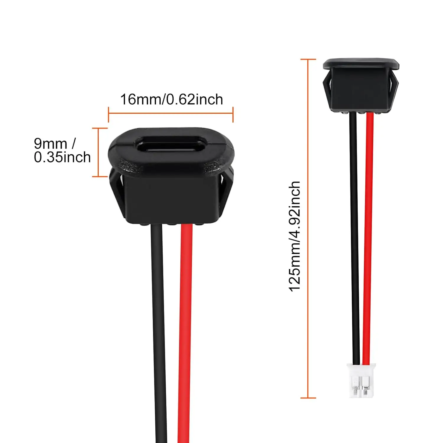 Cable de alimentación de 2 pines, Conector de extensión de 5 piezas tipo C hembra, resistente al agua, conector de USB-C a 2 pines, abierto - imagen 4