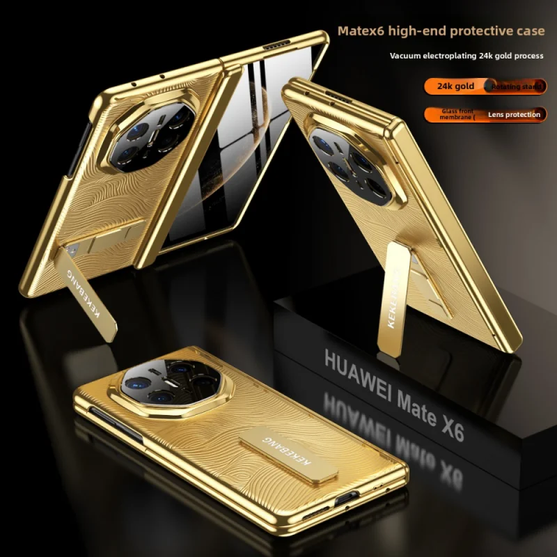 Para Huawei Mate X6 X5 funda de lujo dura dorada bisagra media soporte pluma funda protectora trasera para Huawei Mate XT X6 X5 Shell