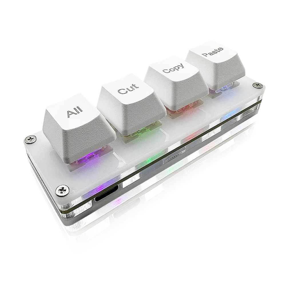 Mini 4 teclas seleccionadas todo corte copiar pasta Macro Pad Ctrl A X C V atajo teclado de una mano RGB teclado mecánico para juegos tecla OSU - imagen 2