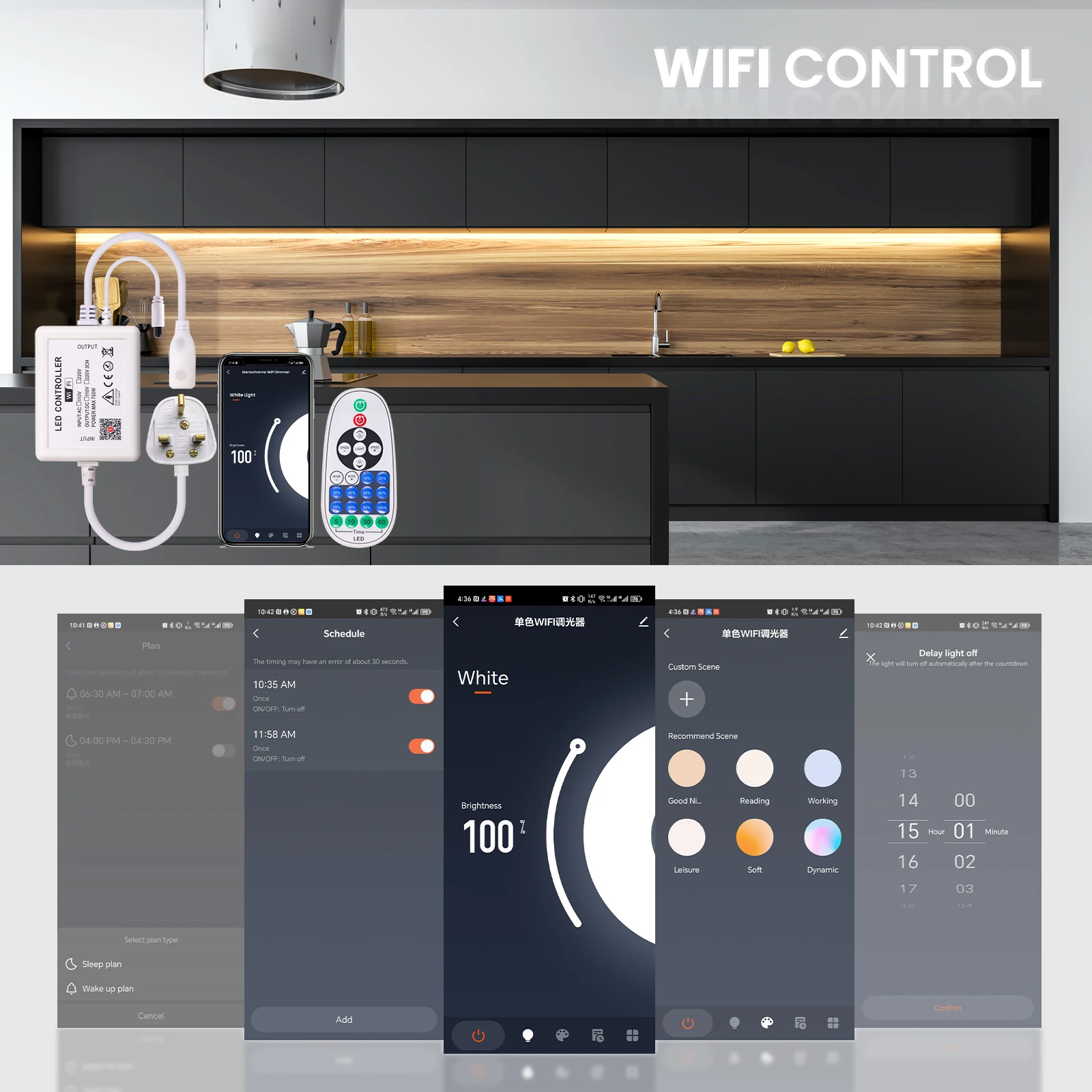 Tira de neón COB 220V Reino Unido impermeable 288Leds pared táctil remoto Bluetooth Wifi Control Flexible neón cuerda luz cinta Led regulable - imagen 4