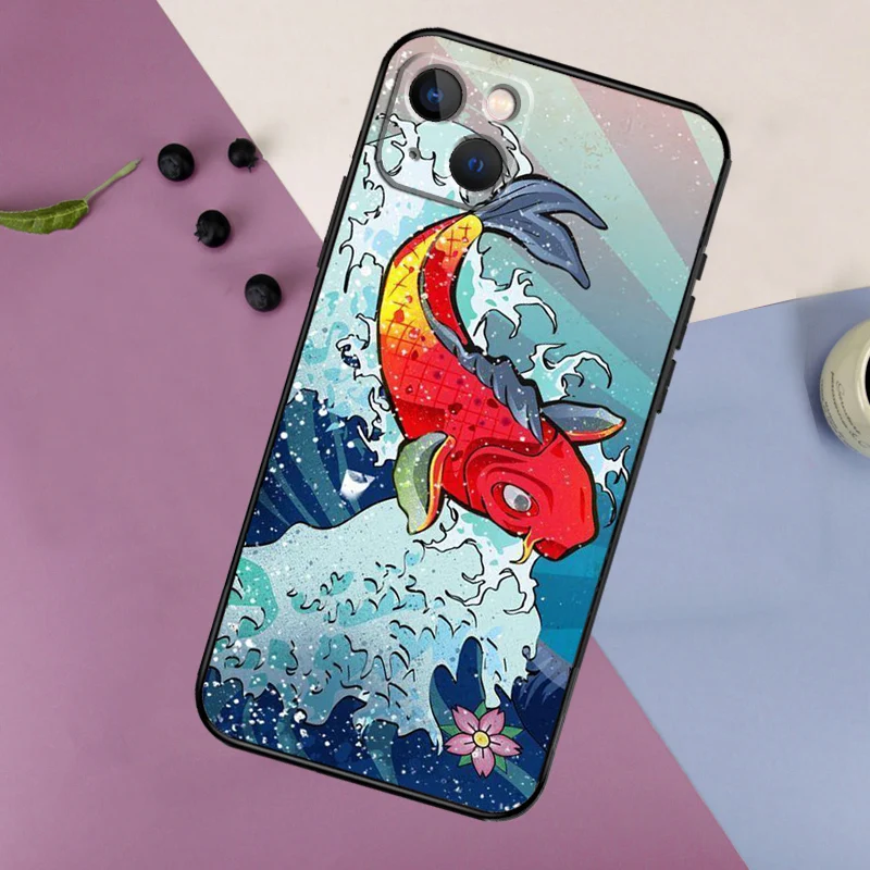 Tatuaje japonés Koi Dragon Wave funda de silicona para iPhone 17 15 14 13 12 11 Pro Max 16 Plus 12 13 Mini 16e 17 Air contraportada - imagen 4