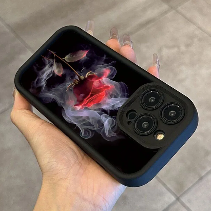 Funda de teléfono con diseño de rosas y tema oscuro minimalista de flores para Xiaomi Redmi 13 12 12C 13C 14C Redmi Note 14 Pro Plus 5G 12 11 10 - imagen 5