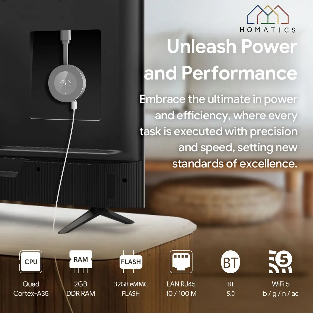 HOMATICS-Dongle de TV 4K con Netflix, 2 GB, 32 GB, Amlogic S905Y4, compatible con Dolby Atmos AV1, H.265, 2T2R, Wifi Box - imagen 3