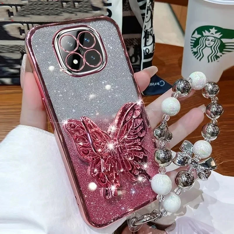 Funda con purpurina para teléfono con pulsera y soporte de mariposa para OPPO A5 Pro A5X A3X A80 A60 A40 A18 A38 A98 A58 A79 - imagen 2