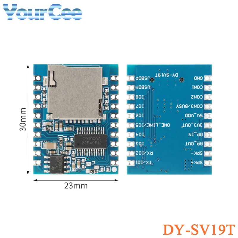 Módulo de reproducción de voz DY-SV19R DY-SV19T, decodificación MP3 WAV, 32 bits, 32GB, disparador IO, Control UART, almacenamiento de Audio, USB, memoria Flash, tarjeta TF - imagen 2