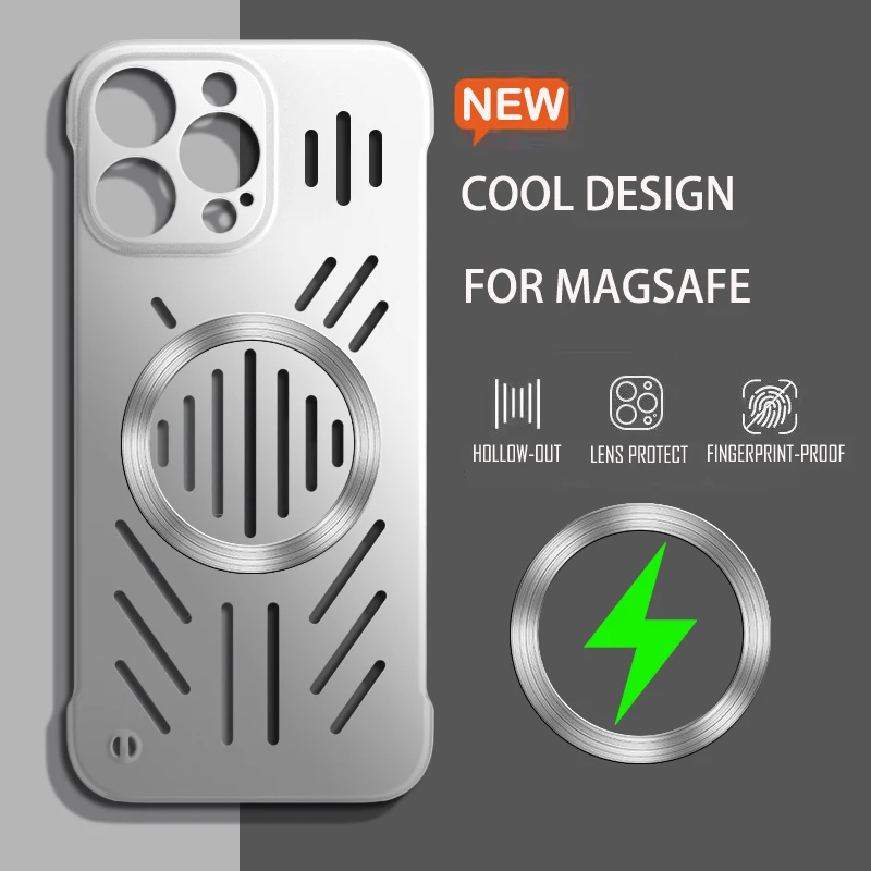 Funda de teléfono magnética con disipación de calor para iPhone 17 16 15 14 13 12 11 Pro Max Air para cubierta dura de PC con carga inalámbrica Magsafe