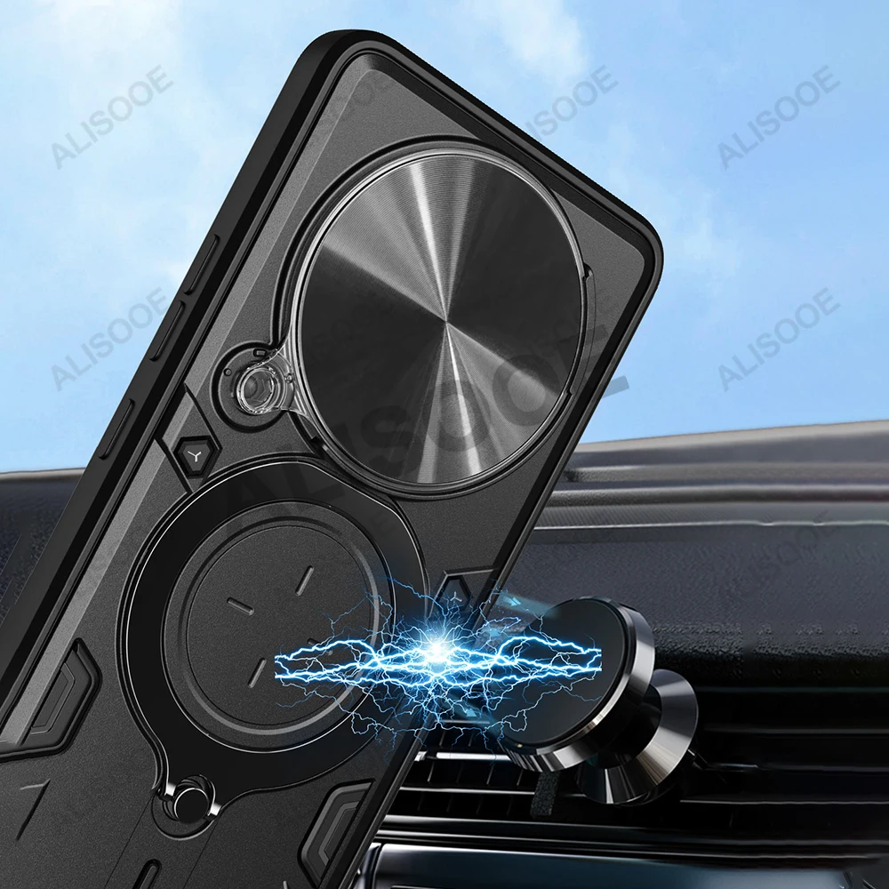 Armadura Funda para Honor Magic 7 Pro Funda deslizante anillo de cámara soporte protección Funda de teléfono para Honor Magic 7 Pro 5G Capa a prueba de golpes - imagen 3