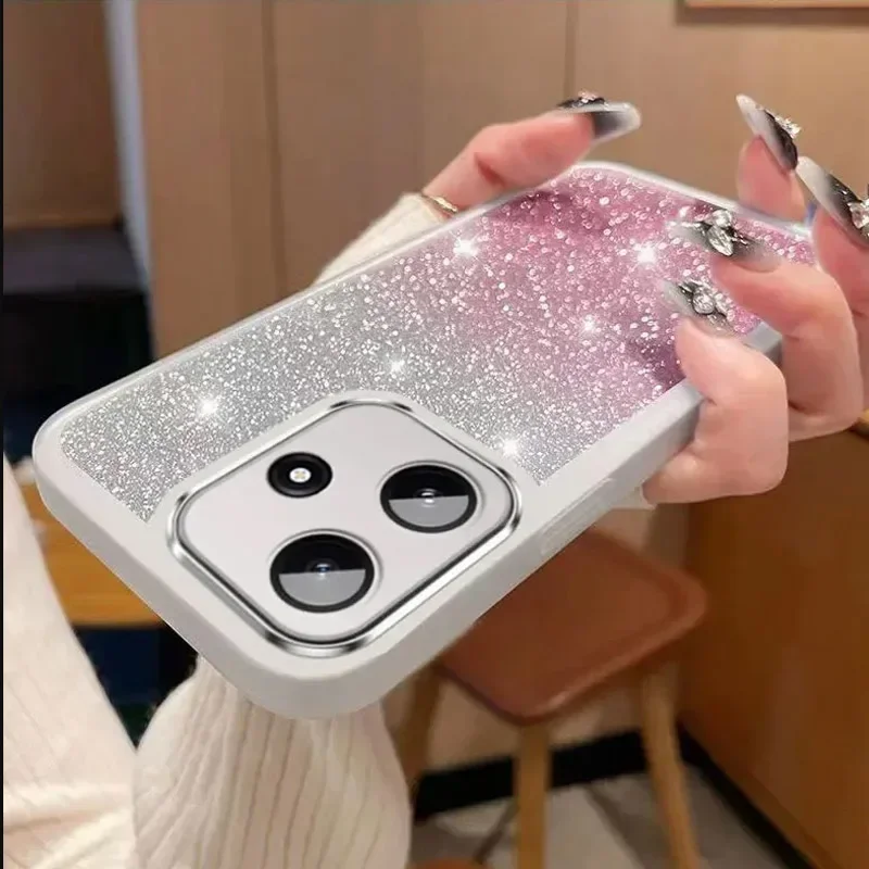 Para Xiaomi Poco M7 Pro M 7 PocoM7 M7Pro Bling Glitter Protector de cámara funda de silicona para Xiaomi Poco M7 Pro 5G funda trasera suave - imagen 4