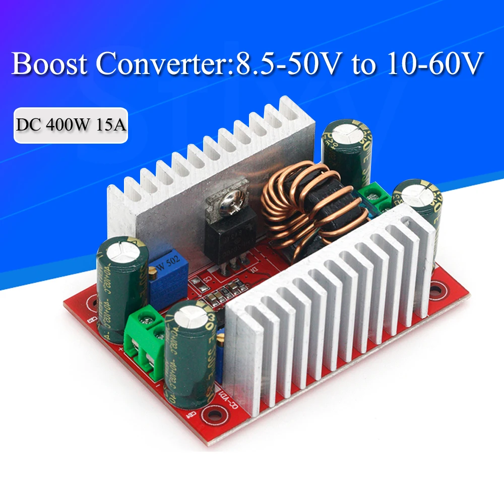 Convertidor elevador de corriente constante, fuente de alimentación LED de 400-50V a 10-60V, módulo de aumento de cargador de voltaje, DC 8,5 W, 15A