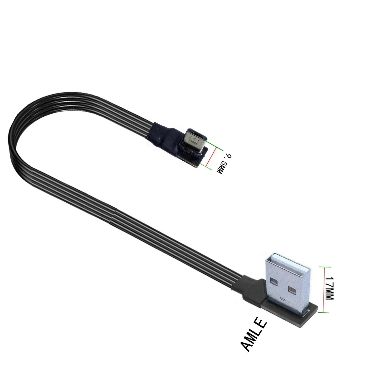 Hyper plano, flexible, superior, inferior, izquierdo, derecho, ángulo de 90 grados, enchufe micro USB UltraShort a enchufe USB, 0,05 m-3 metros - imagen 2