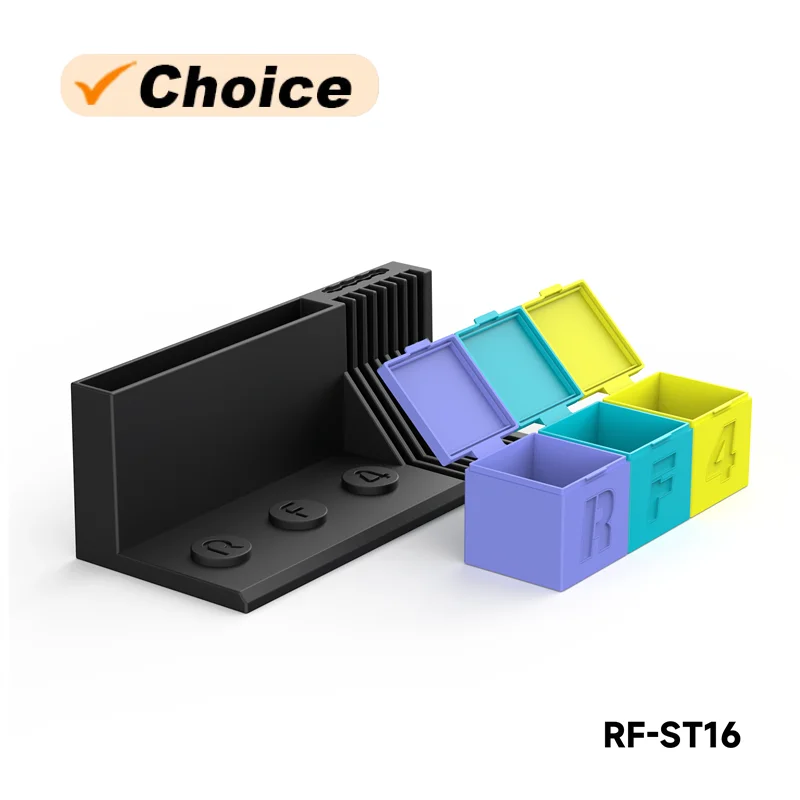 Estante de almacenamiento RF4 RF-ST16 con 3 compartimentos para pasta de soldadura y soporte para plantillas organizador de herramientas de reparación de teléfonos multifuncional