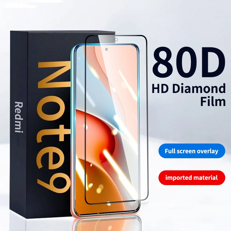 Vidrio Protector completo 80D para Xiaomi Redmi Note 9 Pro Max, Protector de pantalla templado, película de vidrio para Redmi Note 6, 7, 8, 9, 10, 11 Pro, 9S
