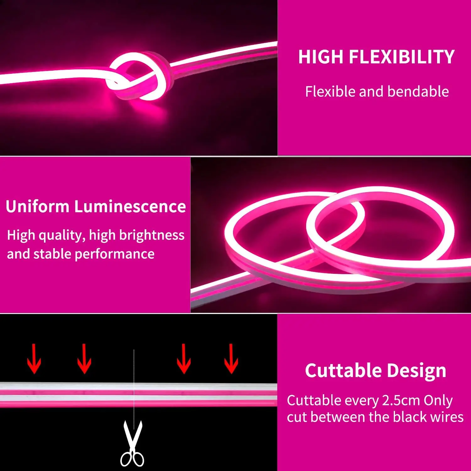 Cuerda de luz LED de neón de 10M, 120LED por M ,IP67, 24V, difusor flexible, silicona impermeable cortable y flexible, para letrero personalizado, decoración - imagen 2