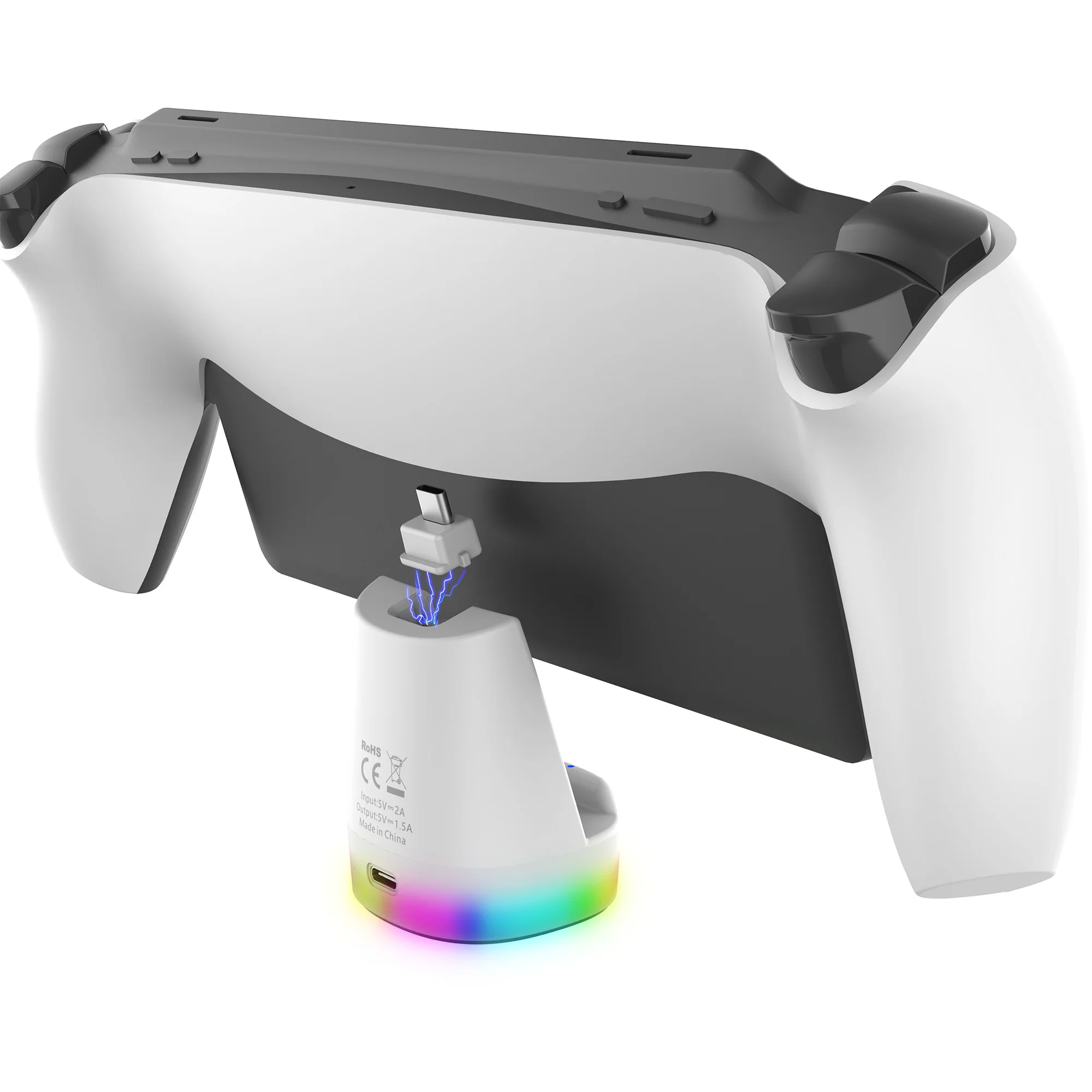 Soporte de carga colorido IPEGA para Portal PS5 con efectos de iluminación RGB vibrantes, carga de contacto magnético y almohadilla antideslizante inferior - imagen 4