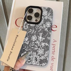 Funda de Teléfono con Estampado de Flores de Encaje Francés Retro para Xiaomi 15T Pro Poco F7 F6 X7 X6 X5 M6 Pro para Xiaomi 15 14 13 14T 13T Funda Suave