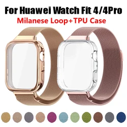 Correa de Metal para Huawei Watch Fit 4, pulsera Fit4Pro + funda de TPU, Protector de pantalla, bucle milanés para Huawei Watch Fit 4 Pro