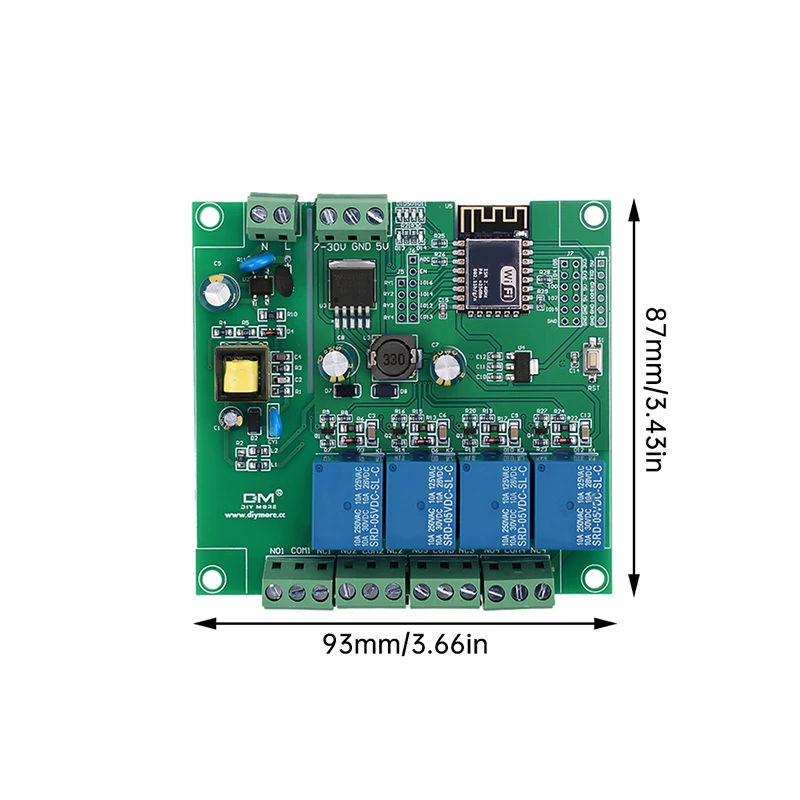 Módulo de relé WIFI inalámbrico ESP8266 de 4 canales, placa de desarrollo de ESP-12F AC/DC 5V/7-28V/5-80V, Control por aplicación remota e-welink - imagen 5