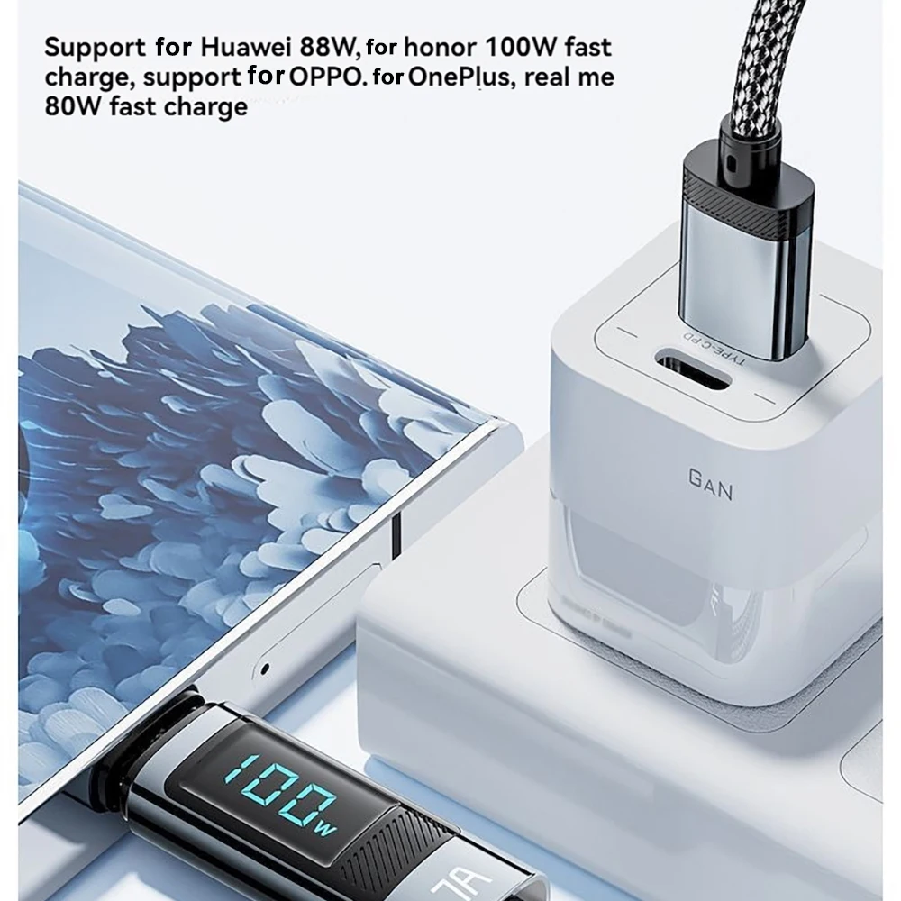 Cable USB tipo C General 7A, cargador de datos USB C de 100W para Huawei P40 30 Pro, Cable de carga rápida de 66W para Samsung y Xiaomi - imagen 3