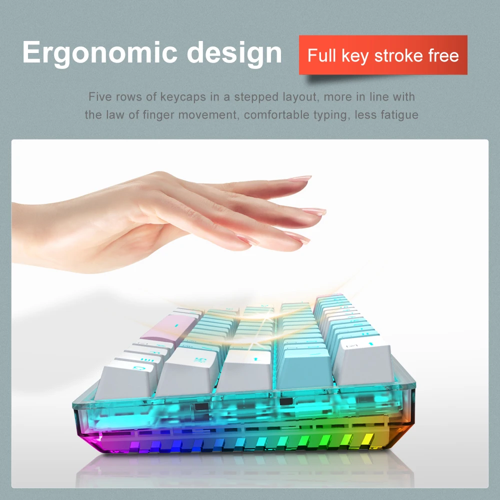 E-YOOSO Z11T USB 60% Mini teclado mecánico para juegos Azul Rojo interruptor 61 teclas cable desmontable, portátil para ordenador de viaje - imagen 2