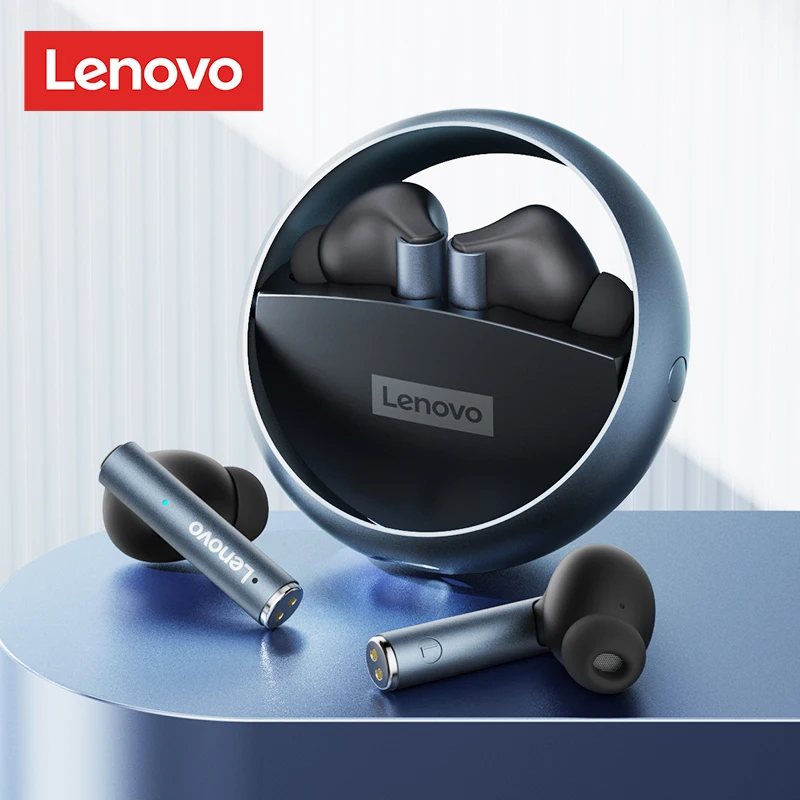 Choice Lenovo-auriculares inalámbricos LP60 con Bluetooth, dispositivo de audio TWS, sonido estéreo HiFi, baja latencia, para juegos, con anillo de cavidad de Metal giratorio - imagen 2