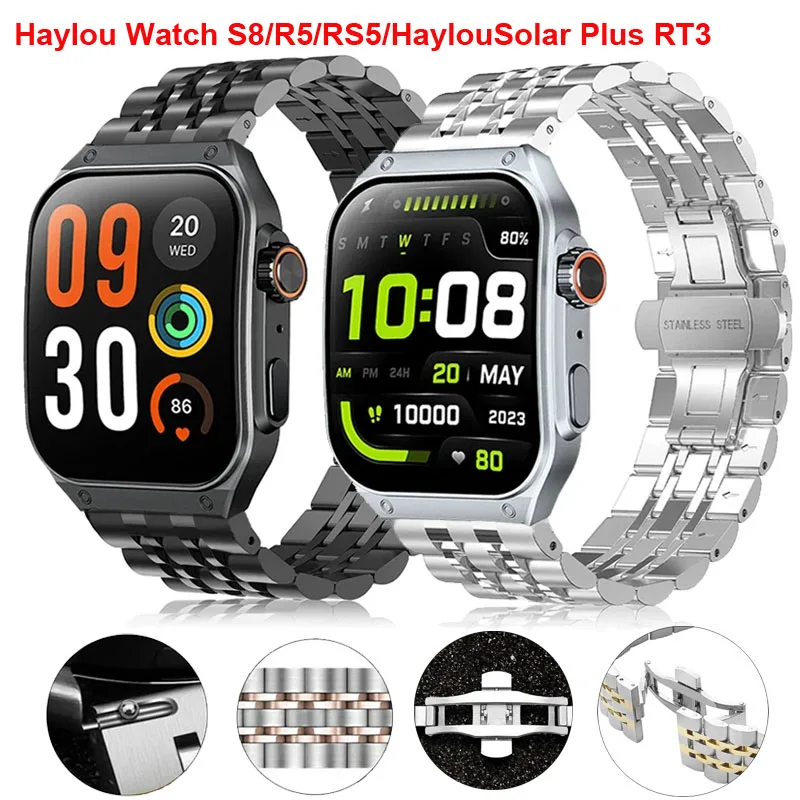 Correa de reloj de 22mm para HAYLOU Watch R8 S8 RS5, correa de Metal de acero inoxidable para HaylouSolar Plus RT3 RS4 Plus/RT2 RT3 GST Lite 2 Pro - imagen 2