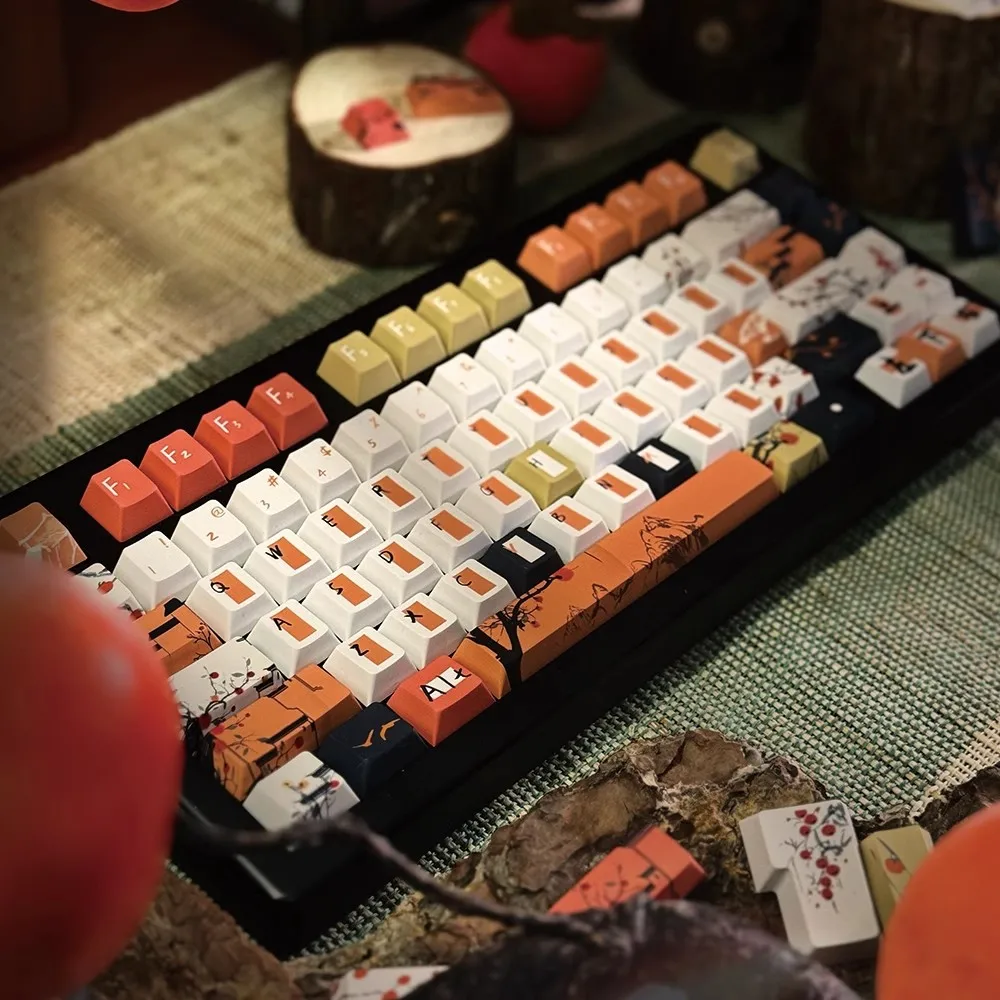 Teclas rojas de Persimmon para teclado de juegos mecánicos, 142 teclas, perfil de cereza, sublimación de tinte PBT original para MX Switch - imagen 3