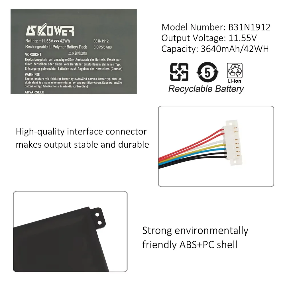 SKOWER B31N1912 batería del ordenador portátil para For Asus VivoBook 14 E410MA L410MA E410KA-EK139TS E510KA F414MA L510MA R522MA E510MA C31N1912 - imagen 3