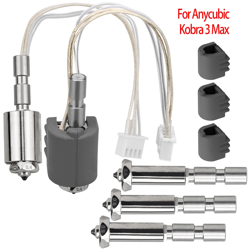 Kit Hotend para Anycubic Kobra 3 Max, boquilla bimetálica integrada de acero endurecido, componente de calefacción de cerámica, reemplazo de impresora 3D