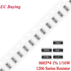 Resistencia SMD de red 1206 1% 1/16W – 10Ω a 100KΩ