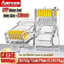 AMPCOM Conector RJ45 CAT5e 8P8C - Engarzado para cable Ethernet UTP