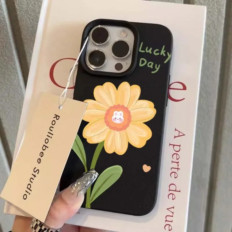 Funda para iPhone 16 Pro Max Fundas iPhone 15 Funda de teléfono con patrón de lichi de flores para iPhone 14 Plus 13 12 11 XS X XR 16e Fundas