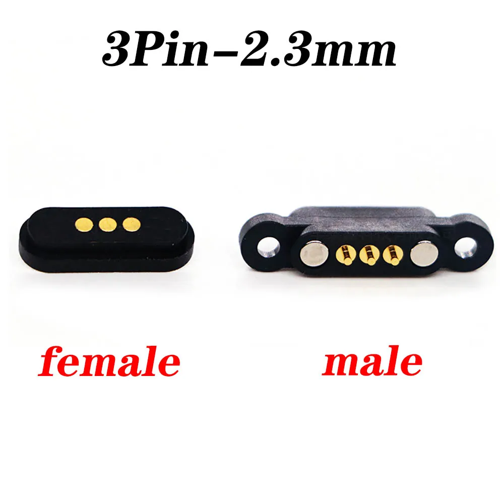 10 pares 1A 3pin impermeable magnético Pogo Pin conector Pogopin macho hembra 2,3mm toma de corriente CC con resorte ﻿ - imagen 2
