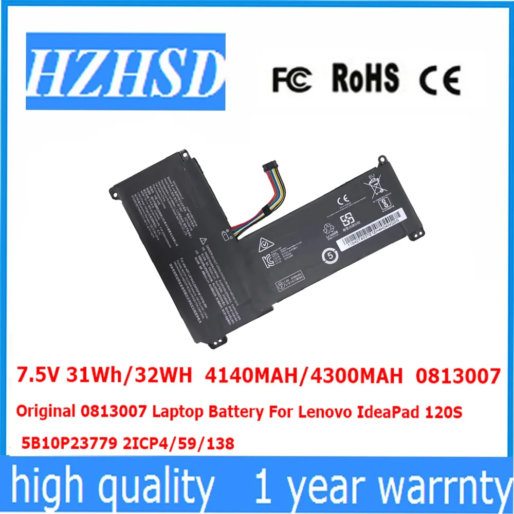 7,5V 31Wh/32WH 4140MAH/4300MAH 0813007   Batería Original para ordenador portátil Lenovo IdeaPad 120S 5B10P23779 2ICP4/59/138