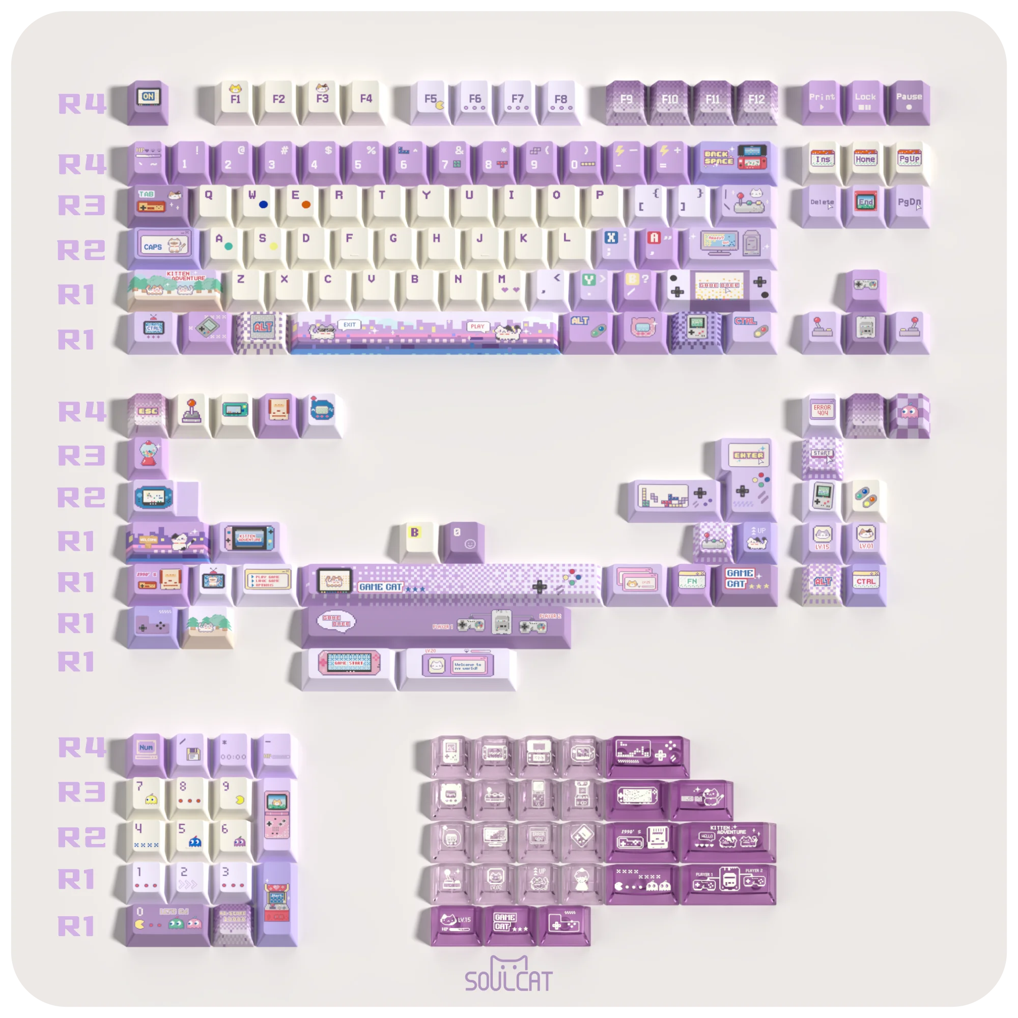 167 teclas, teclas electrónicas de gato, teclas translúcidas PBT + tapa de tecla de PC para llaves Made68 Mad68 Wooting 60 DIY 6.25u - imagen 4