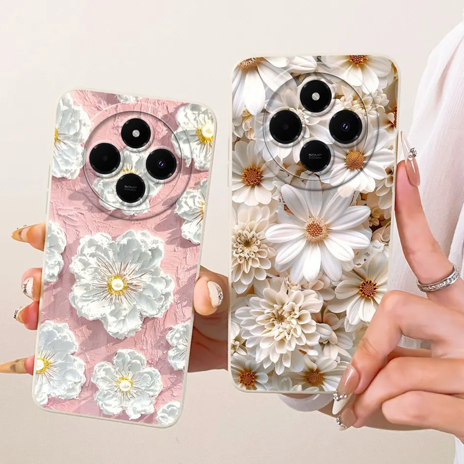 Para Xiaomi Poco C75 funda Redmi 14C 14R contraportada flor de lujo puesta de sol Fundas de silicona suave para Redmi14C A4 A3 Pro PocoC75 Coque - imagen 2