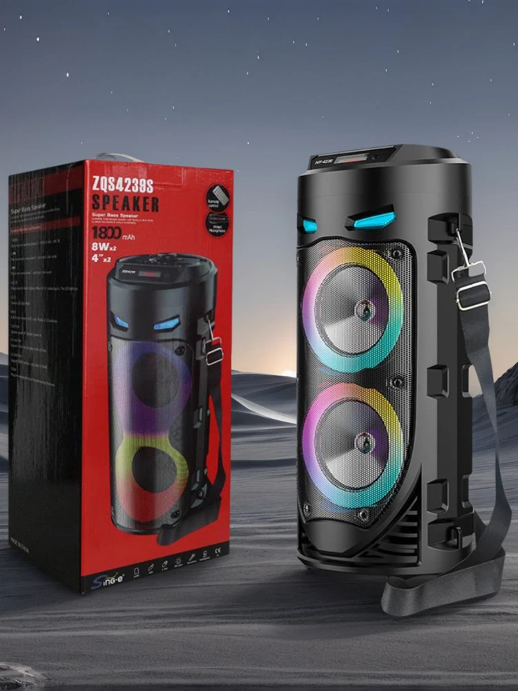 Altavoz Compatible con Bluetooth, altavoz estéreo inalámbrico, compatible con USB/TF/AUX/FM/BT/mic, altavoz para exteriores para el hogar, regalos de fiesta al aire libre - imagen 5