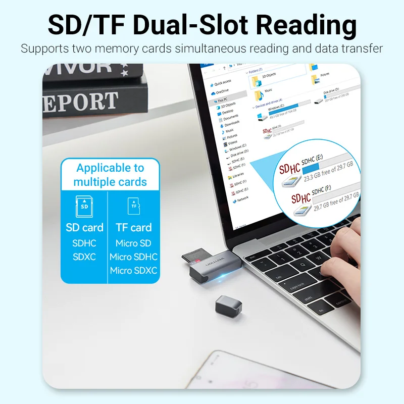 Vention-Lector de tarjetas Micro SD USB3.0 C, adaptador de tarjeta de memoria inteligente para ordenador portátil - imagen 2