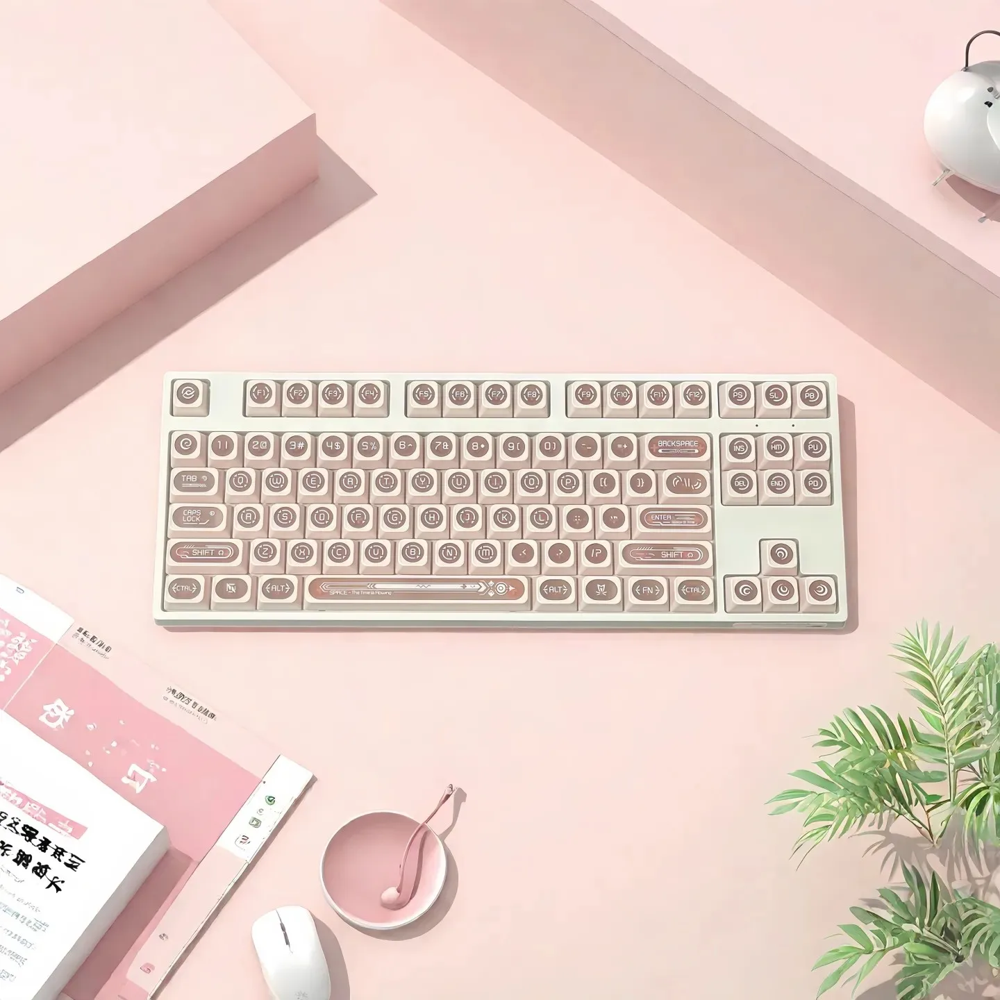 136 teclas Dye-Sub Shine-Through PBT Keycaps Cherry Profile Pink Cat Eye PC Key cap Set para interruptores MX Teclado mecánico para jugar