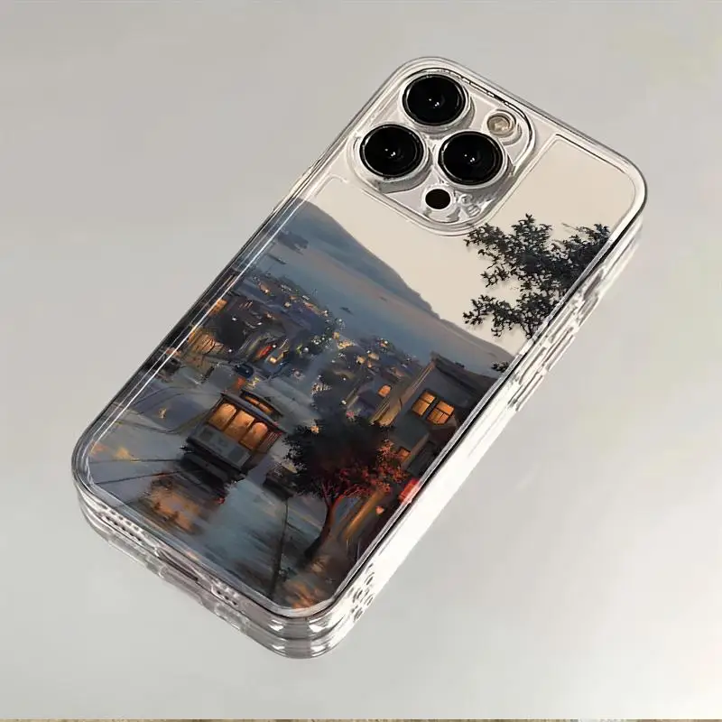Funda con paisaje para iPhone 16 15 14 13 12 11 Pro Max X XR 6 7 8 Plus SE, carcasa protectora de pantalla a prueba de golpes