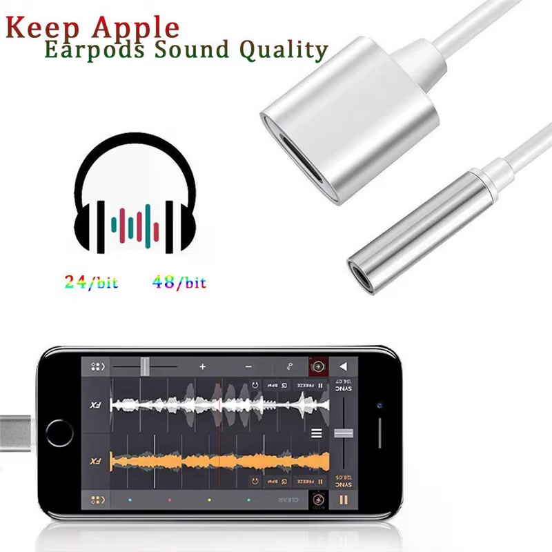 Adaptador divisor de carga y audio para dispositivos Apple