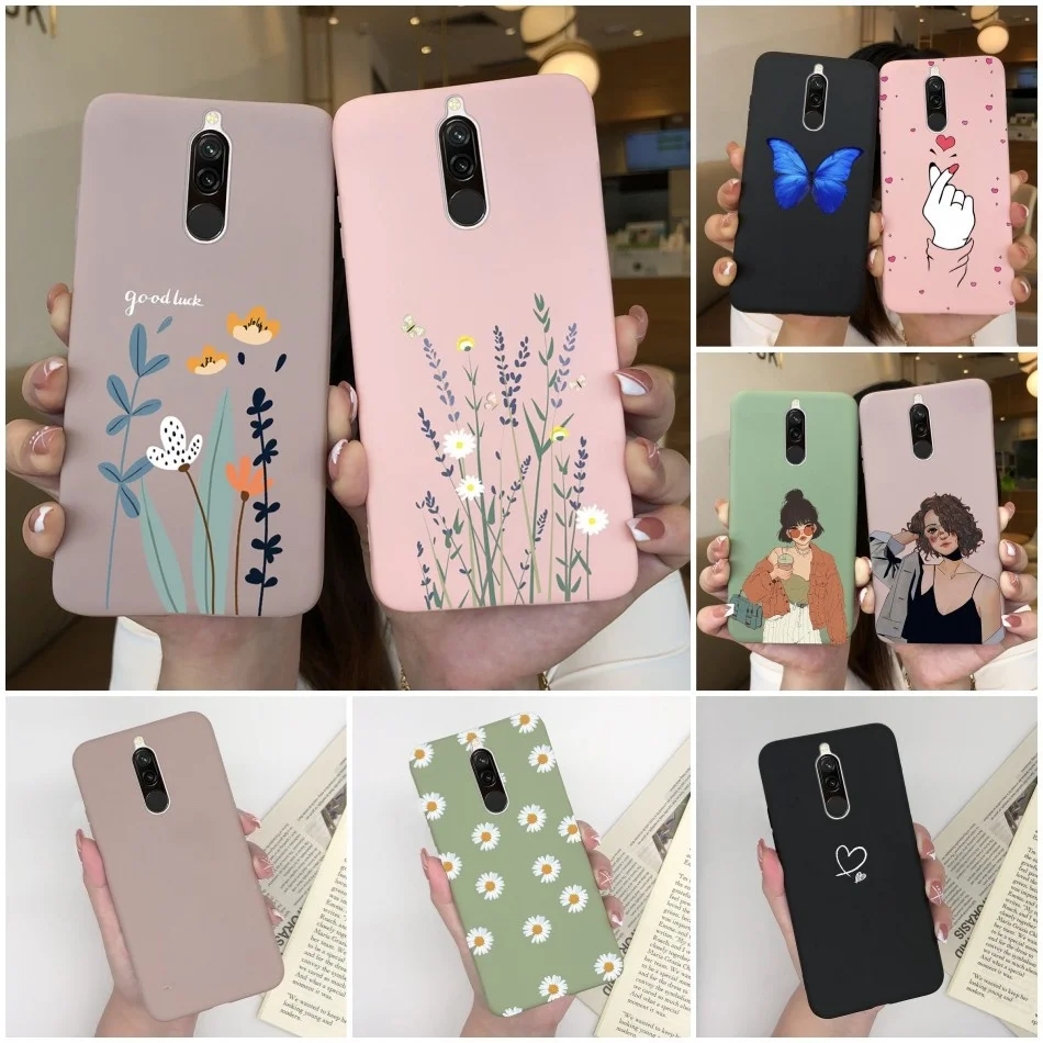 Funda blanda para Xiaomi Redmi 8, Fundas de silicona, funda trasera para teléfono Redmi8, parachoques de corazón de amor y flores para Xiaomi Redmi 8