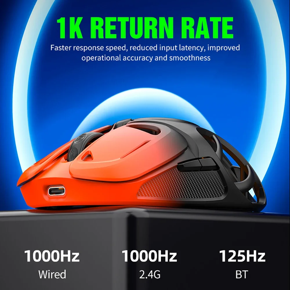 Ratón inalámbrico X10 de tres modos, ratón para juegos de 10000DPI, velocidad de retorno de 1000Hz, ratón Bluetooth, ratón recargable RGB, BT/2,4G/ratones con cable - imagen 4