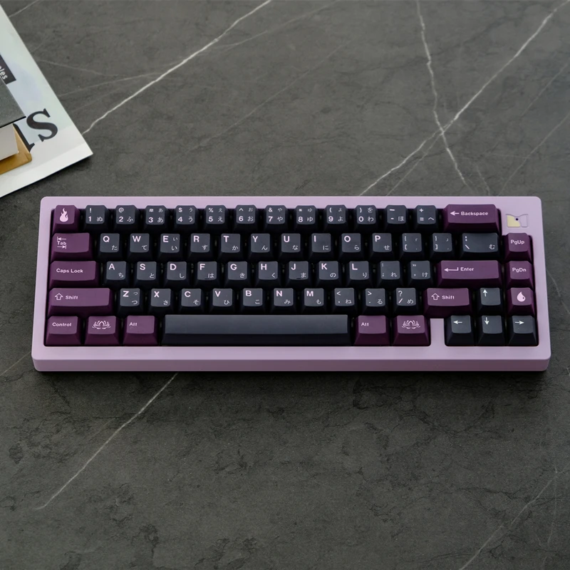 Juego de 129 teclas GMK, teclas de loto negro, teclas de perfil de cereza, teclas de sublimación de tinte PBT para interruptor MX 61/64/68/75/87/104/980