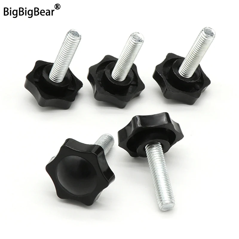 5/10 Uds M4 M5 M6 M8 M10 M12 tornillos de perilla de mano perno de plástico forma de estrella cabeza rosca de sujeción pulgar mango tornillo de máquina