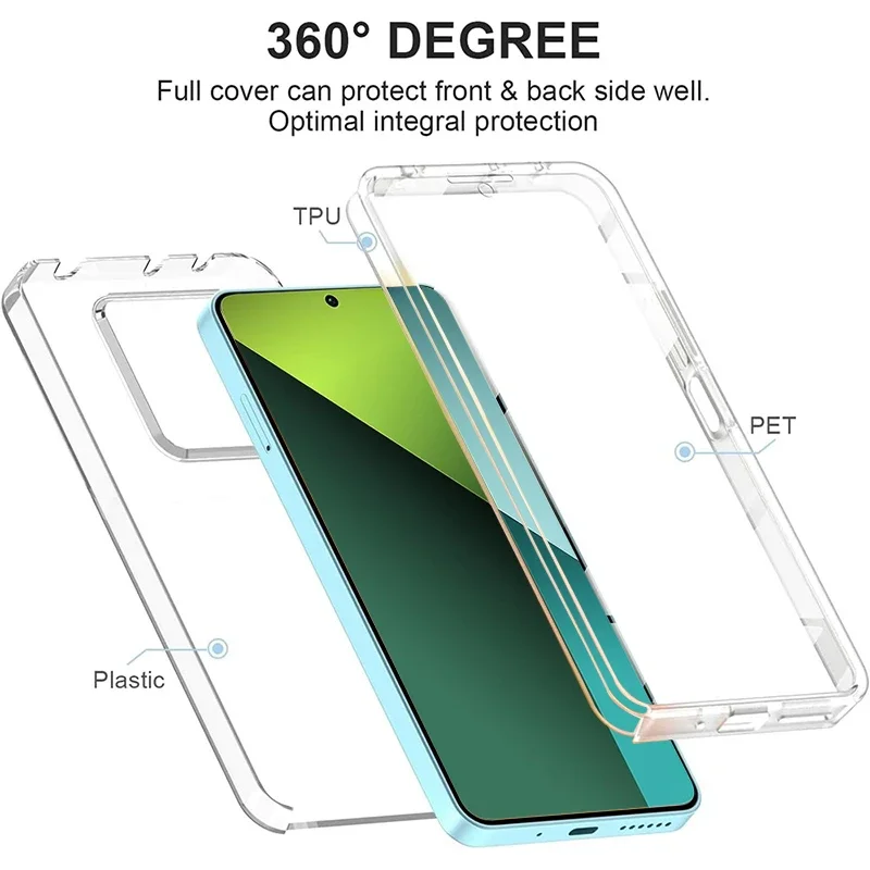 360 °   Funda de teléfono de cobertura completa para Xiaomi Redmi Note 13 14 12 11 Pro 5G 10 10S 9 9S cubierta de doble capa a prueba de golpes para Redmi Note 8 8T - imagen 2