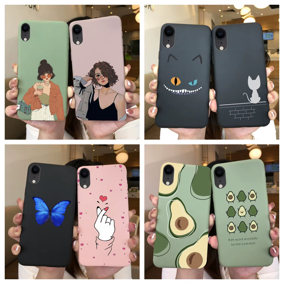 Para iPhone X XR XS Max funda iPhoneX dibujos animados TPU silicona bonita flor lindo gato negro funda de teléfono para iPhone X Xr Xs contraportada